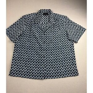 DonnKenny Classics Blouse XL Womens Navy Blue Chevron Geometric Short Sleeve